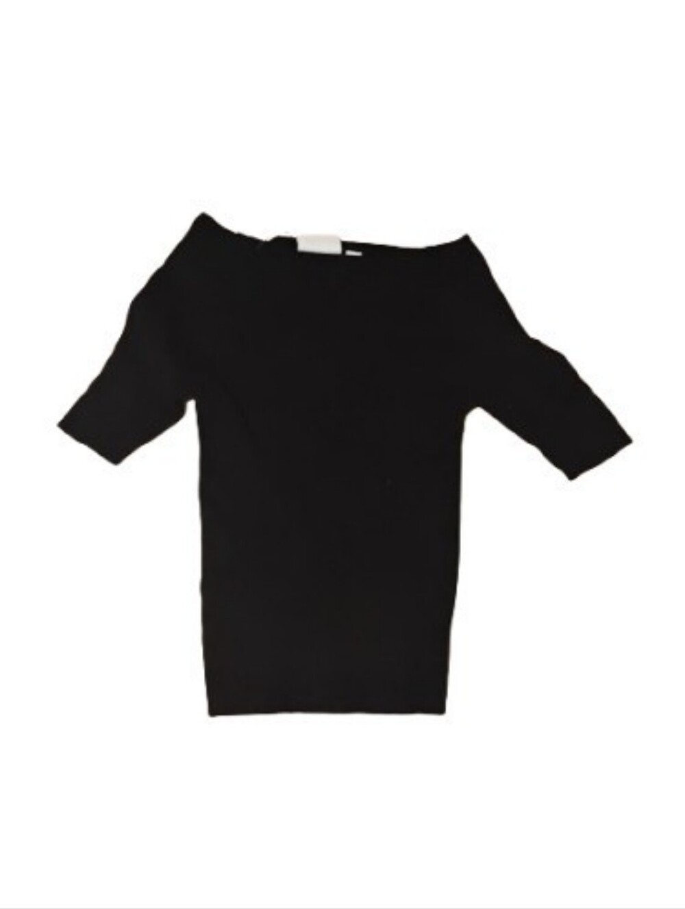 Ett:twa Anthropologie Womens L'Opera Ribbed Knit Black Short Sleeve Top XS